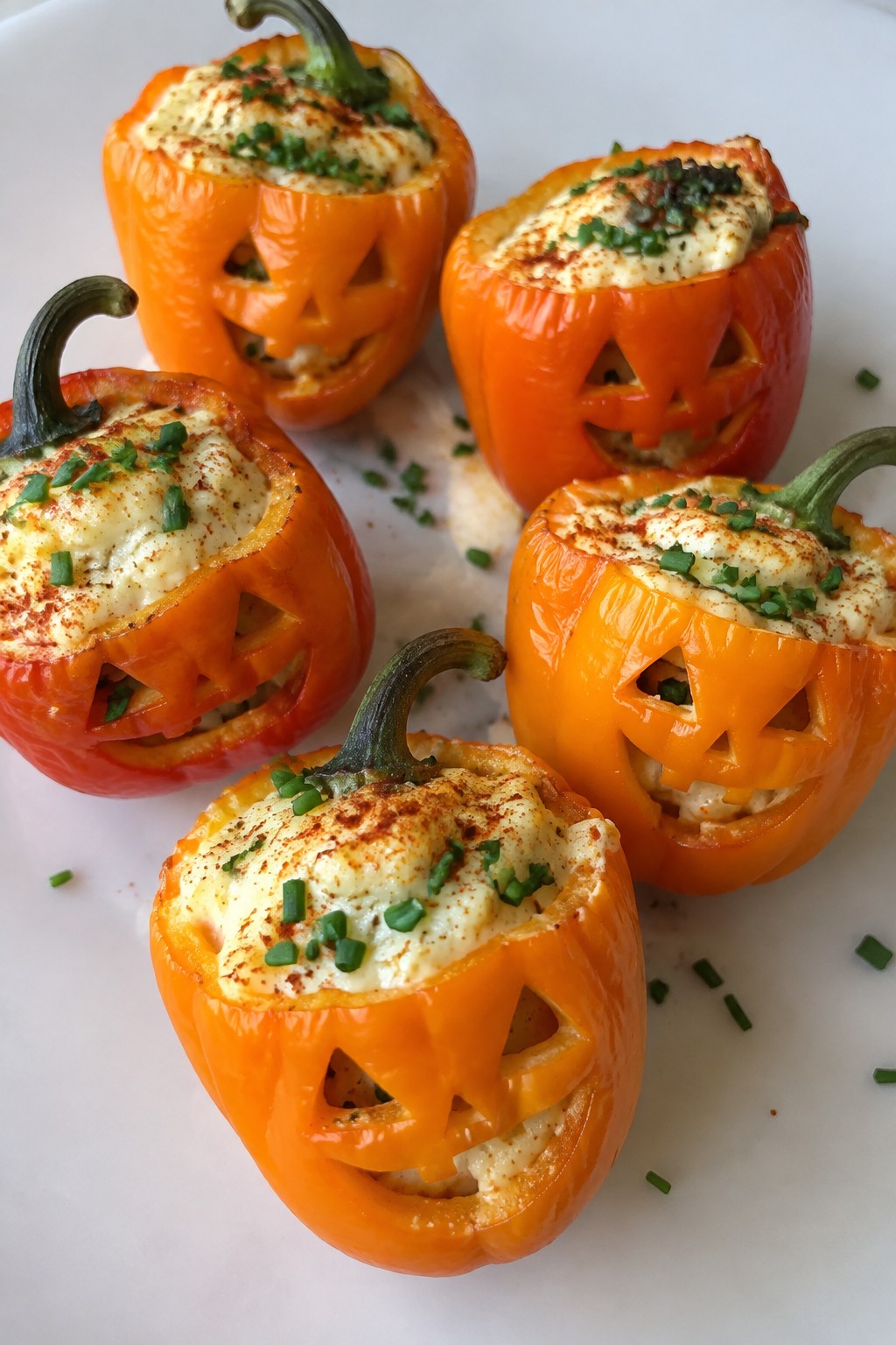 Jack-o'-Lantern Stuffed Mini Peppers