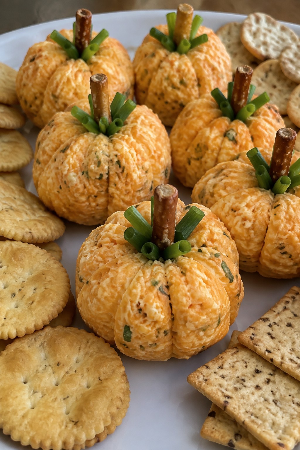 Pumpkin Patch Cheese Ball with Crackers