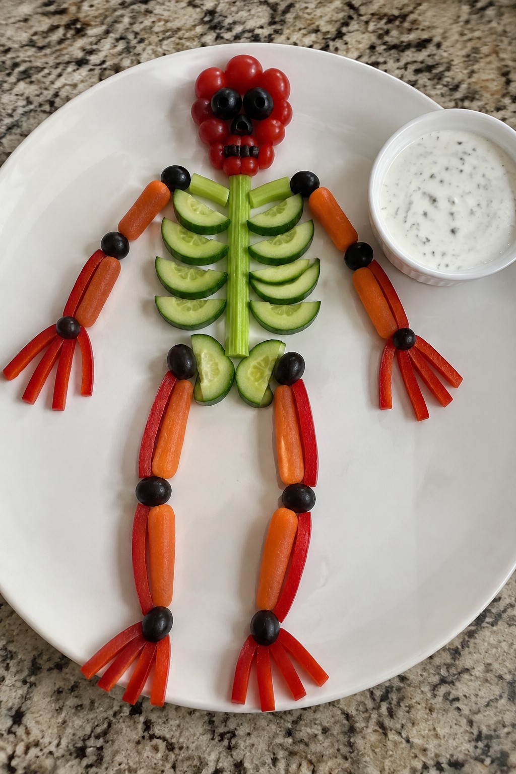 Skeleton Veggie Platter with Ranch