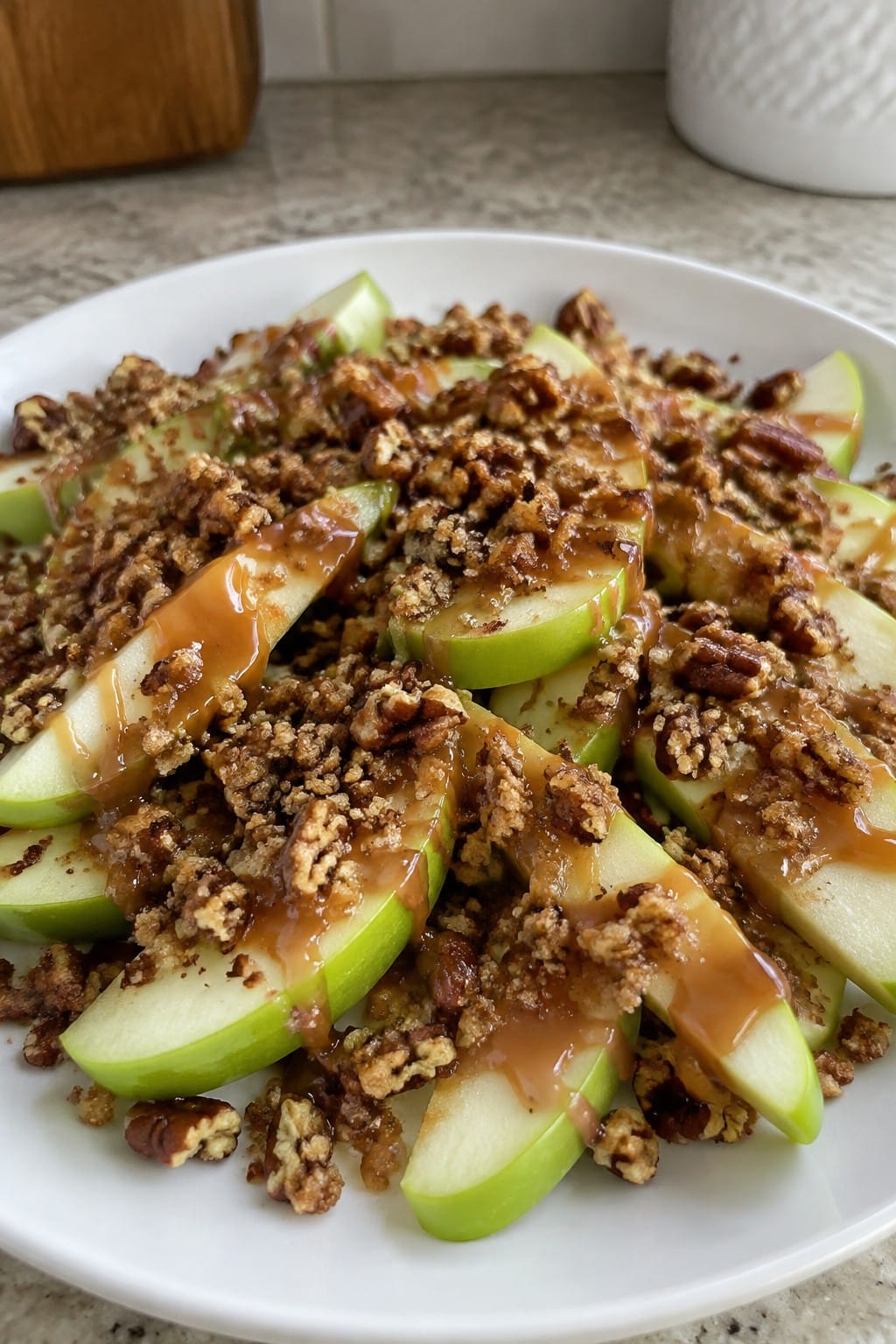 Caramel Apple Nachos with Pecan Crumble