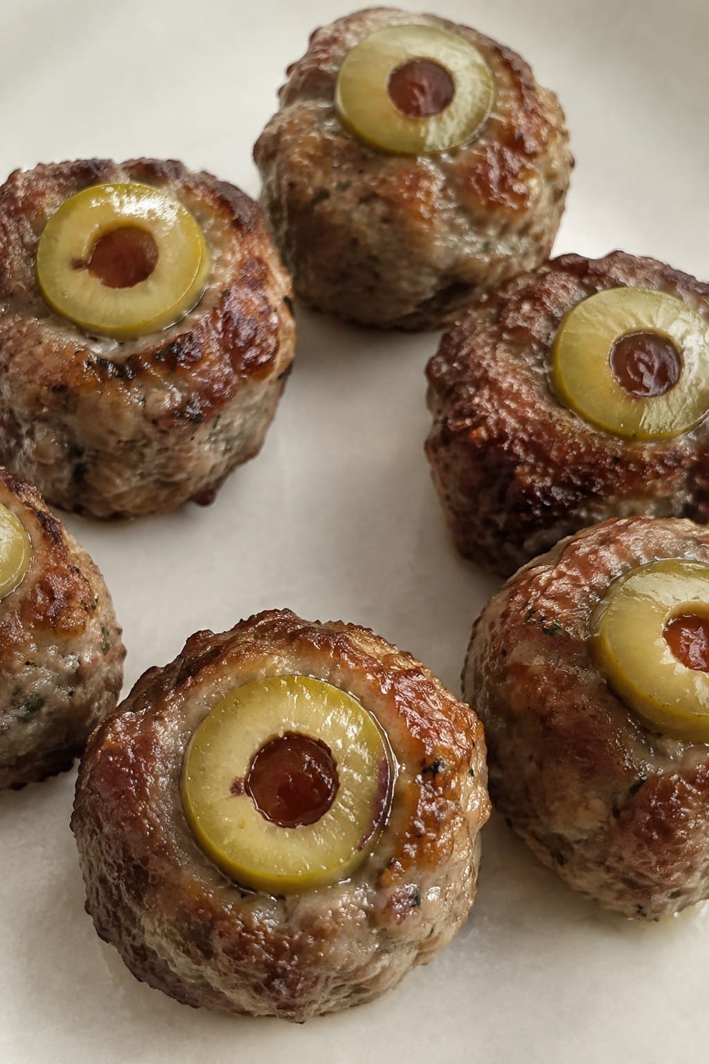 Mini Meatball Eyeballs with Olive Slices