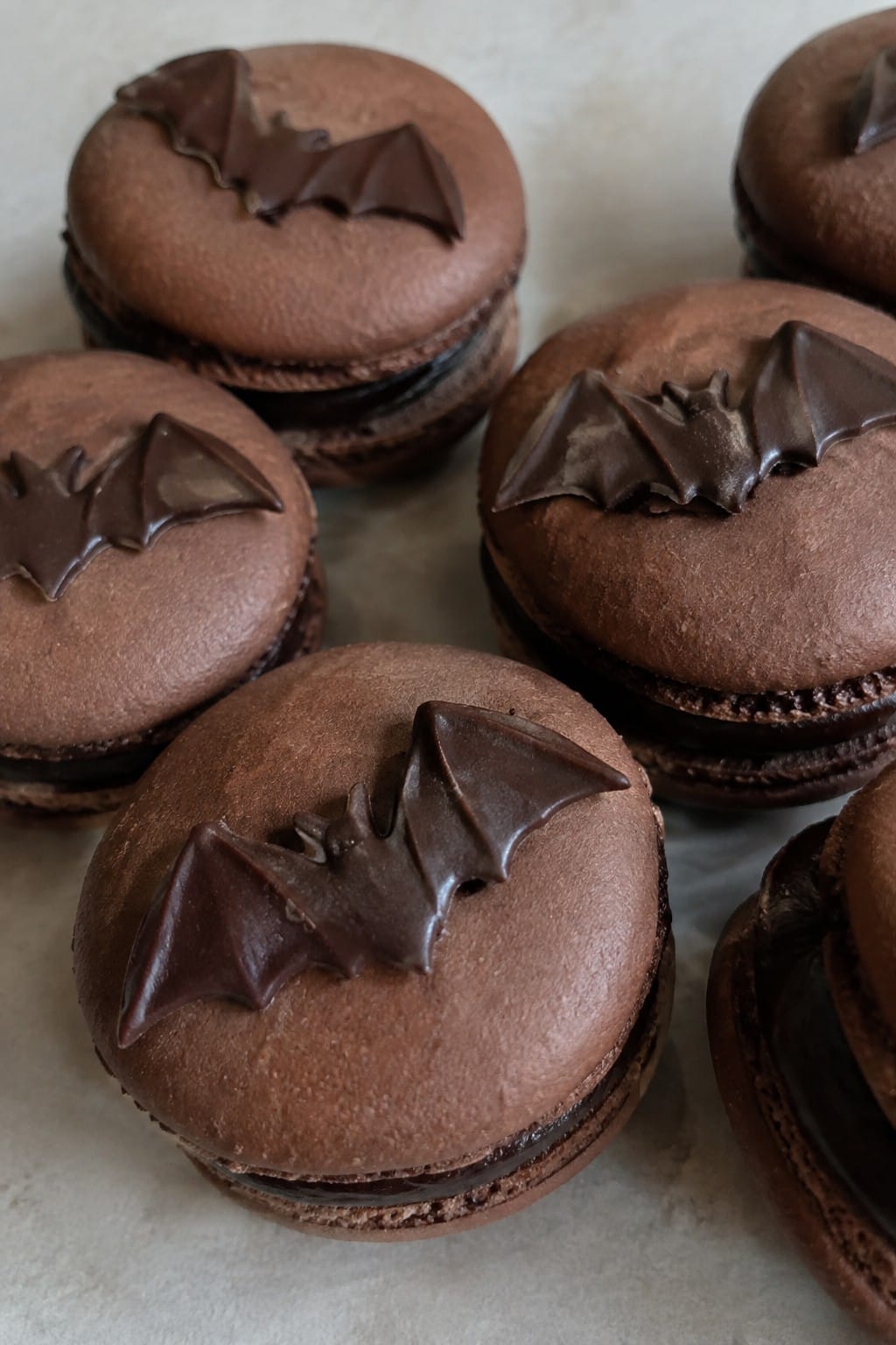 Bat Wing Dark Chocolate Macarons