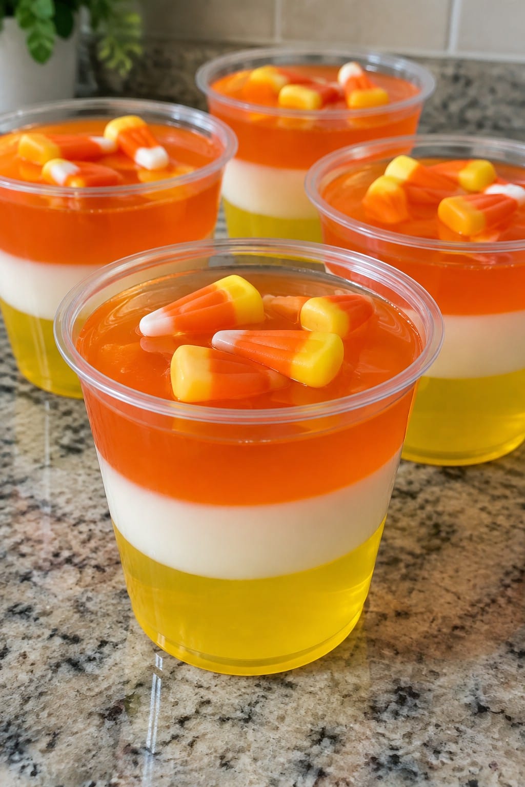 Candy Corn Layered Jello Cups