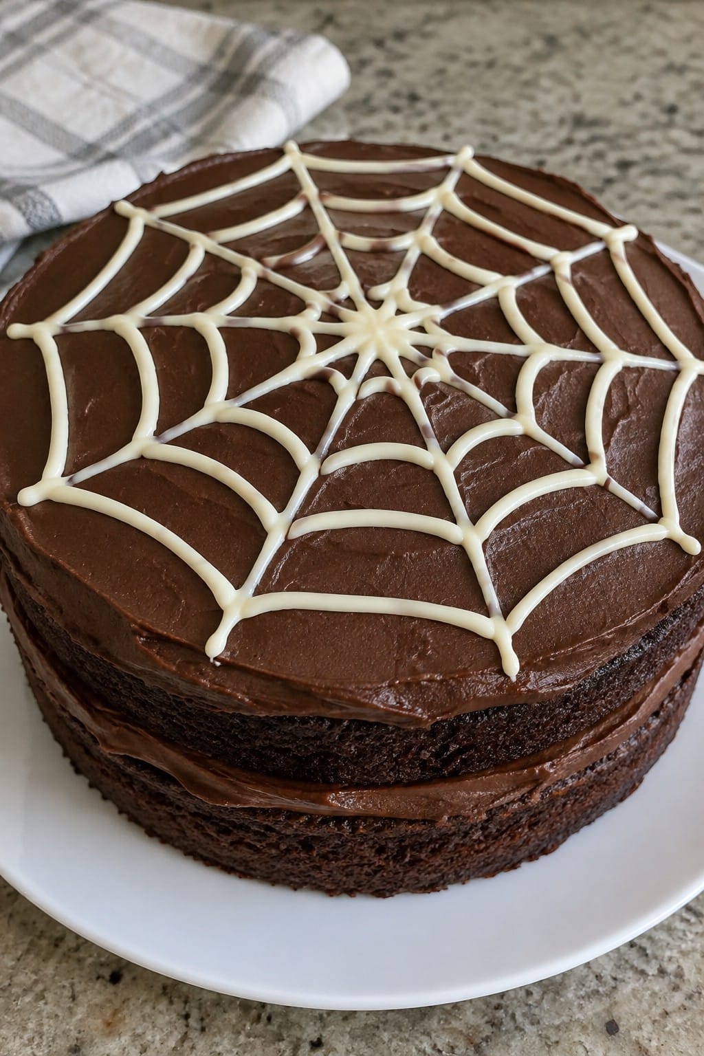 Chocolate Spiderweb Layer Cake