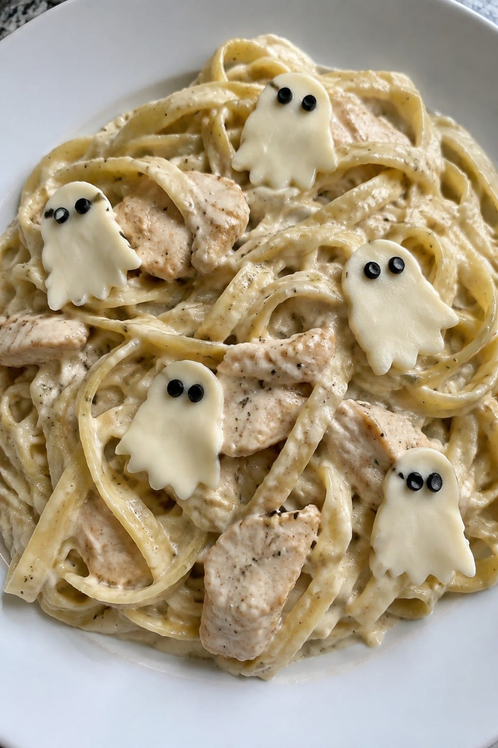 Ghostly Chicken Alfredo Fettuccine