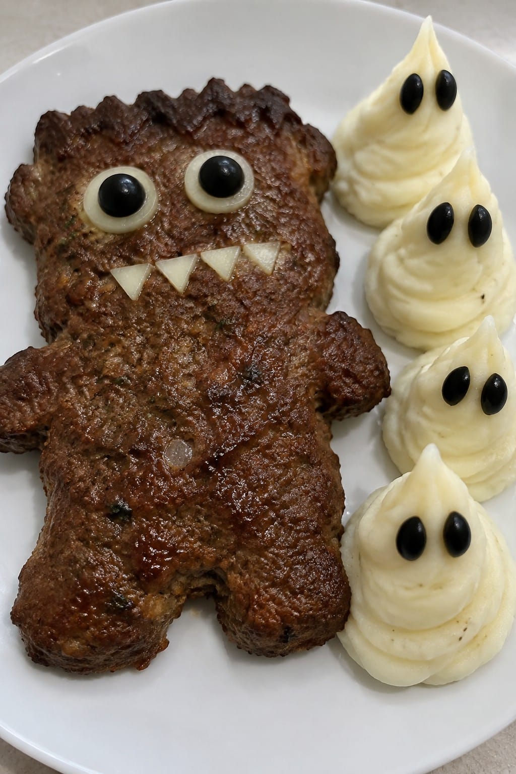 Monster Meatloaf with Mashed Potato Ghosts