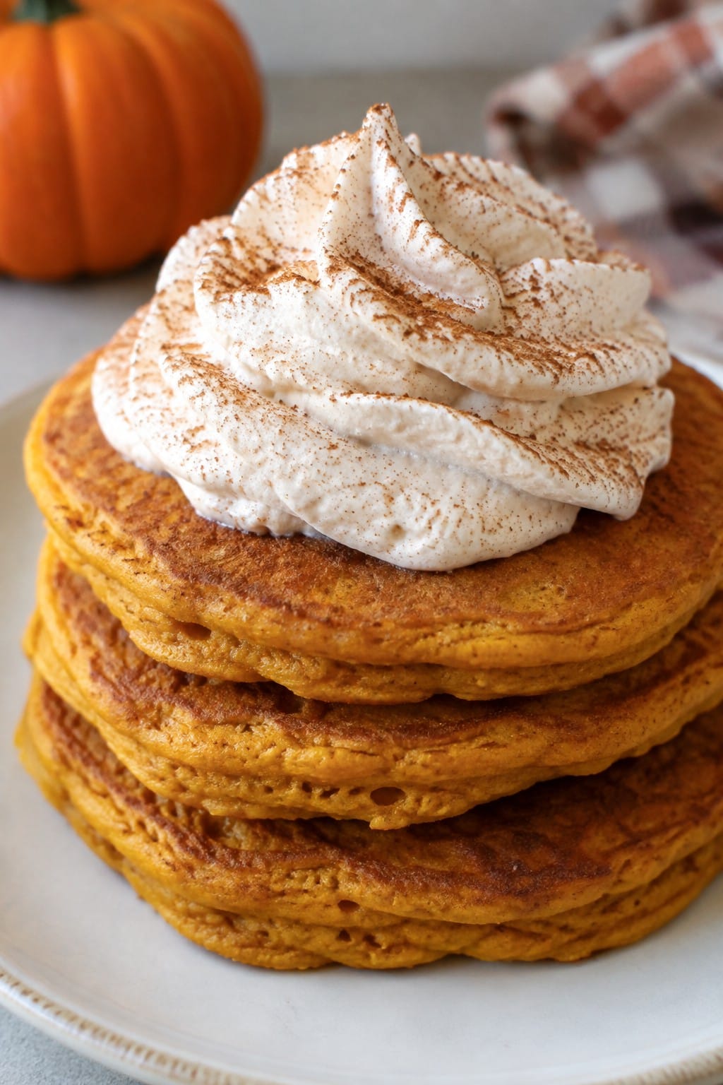 Pumpkin Spice Pancakes with Cinnamon Whipped Cream