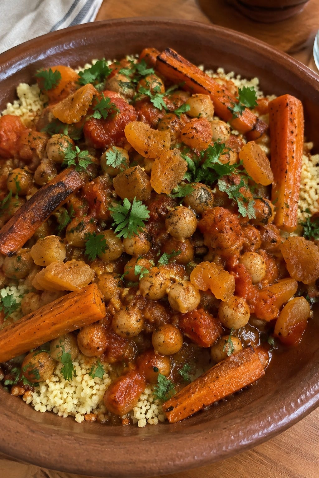 Moroccan Chickpea Tagine with Couscous and Roasted Carrots