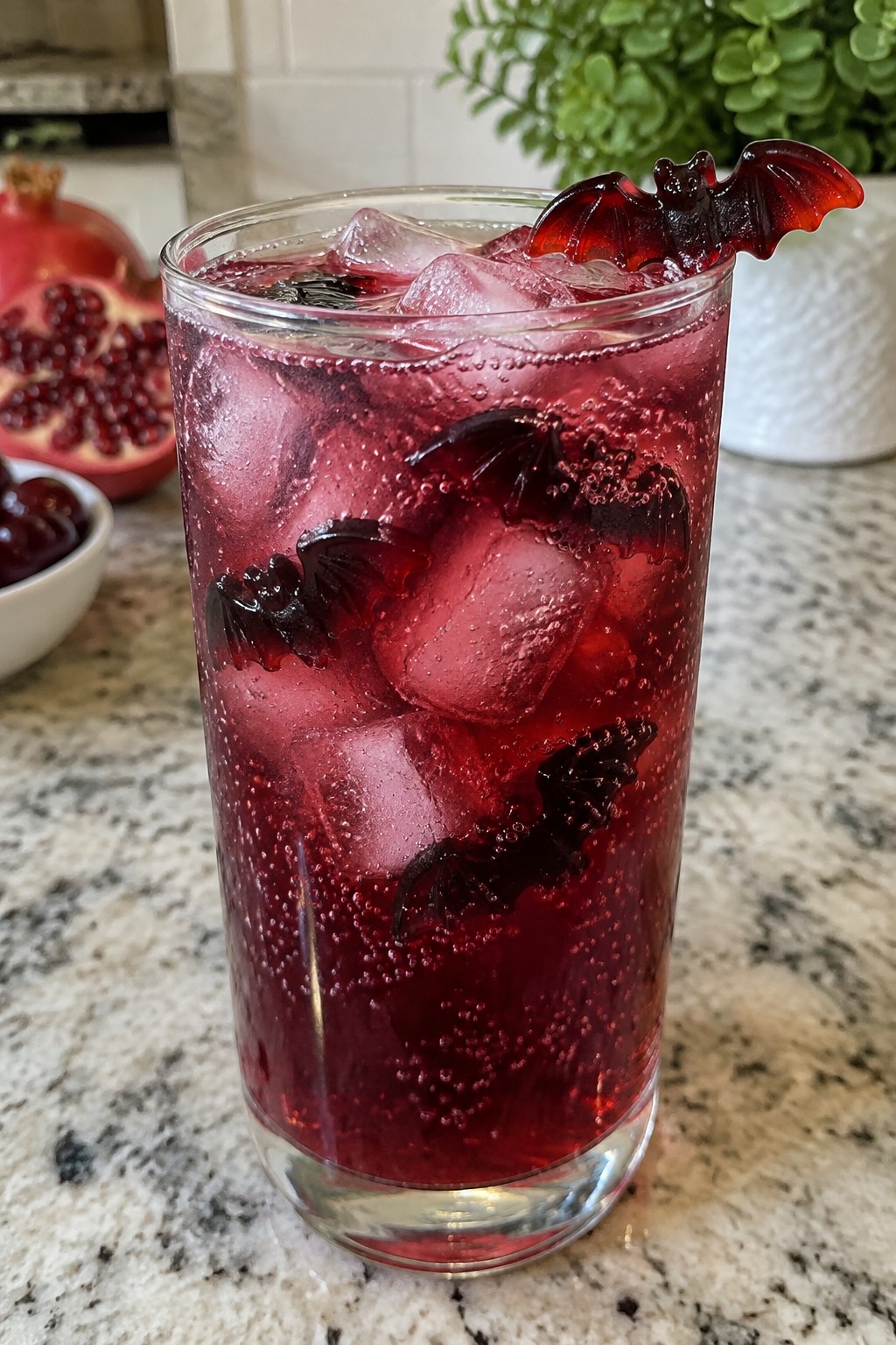Black Cherry Pomegranate Sparkler with Gummy Bats