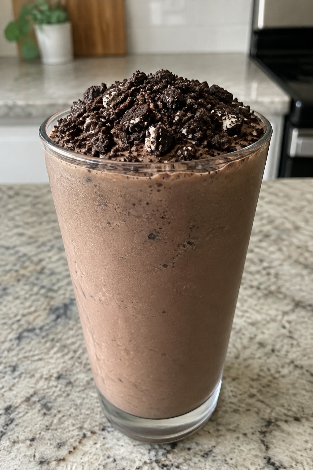 Chocolate Hazelnut Monster Milkshake with Cookie Crumbs