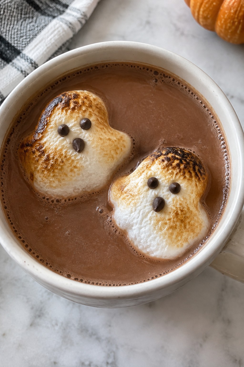 Hot Cocoa with Toasted Marshmallow Ghosts