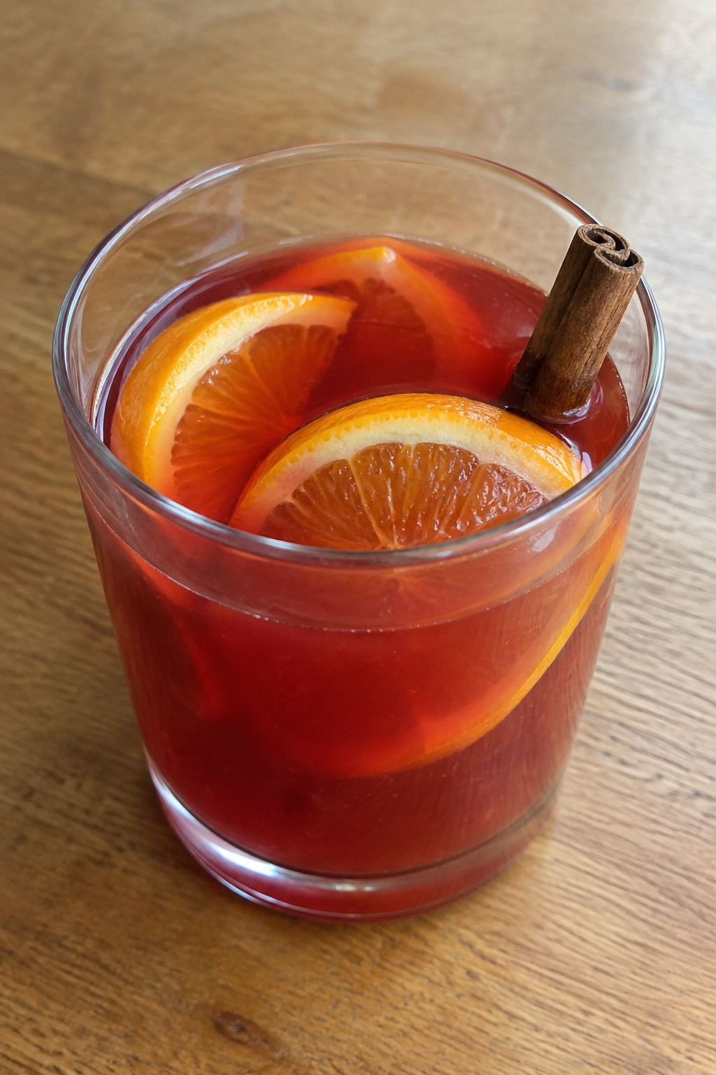 Mulled Cranberry Orange Juice with Cinnamon Sticks