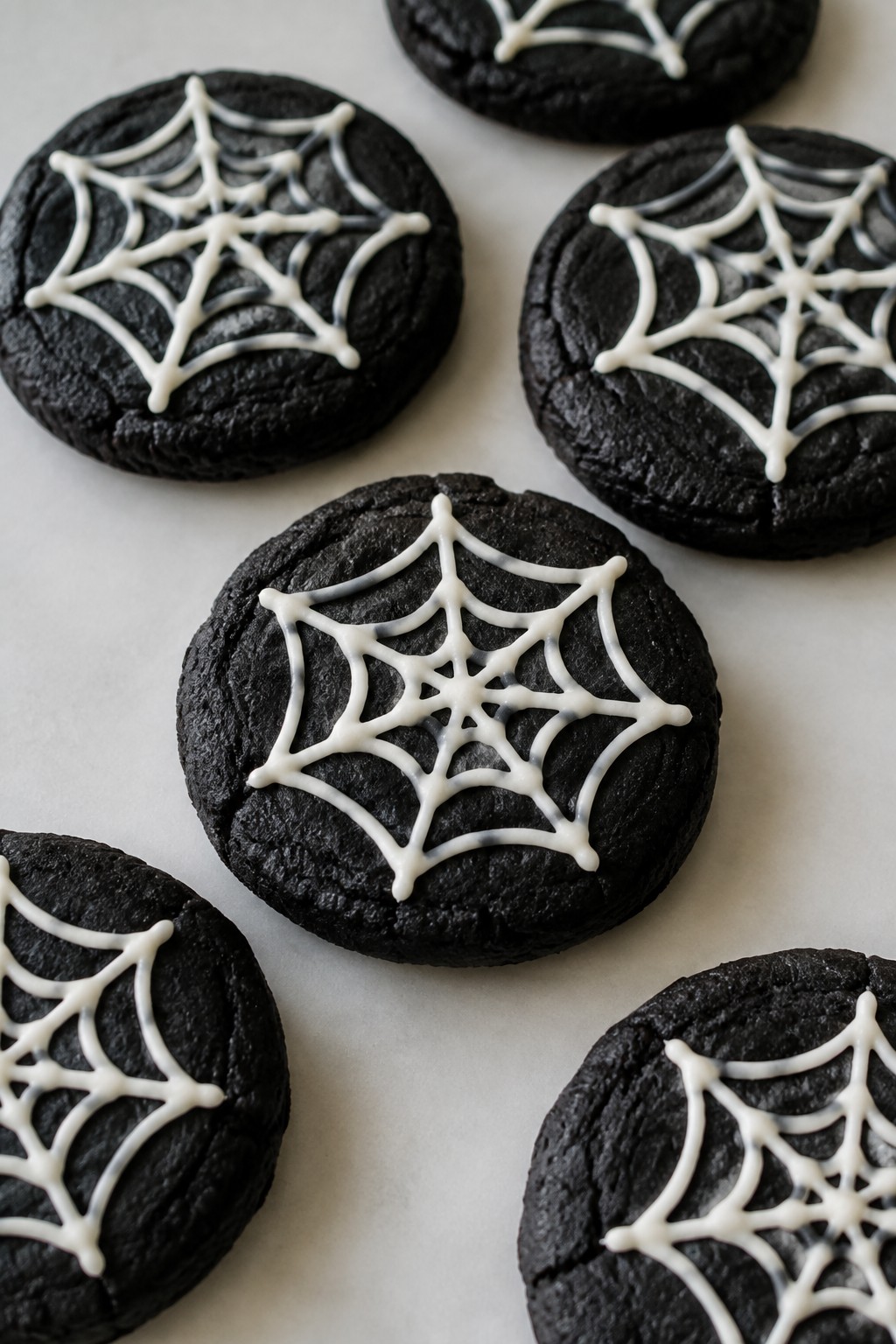Black Cocoa Spiderweb Cookies