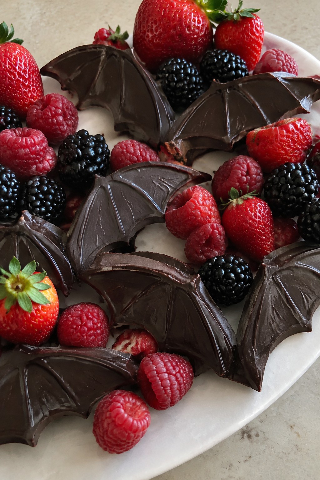 Bat Wing Dark Chocolate and Berry Platter