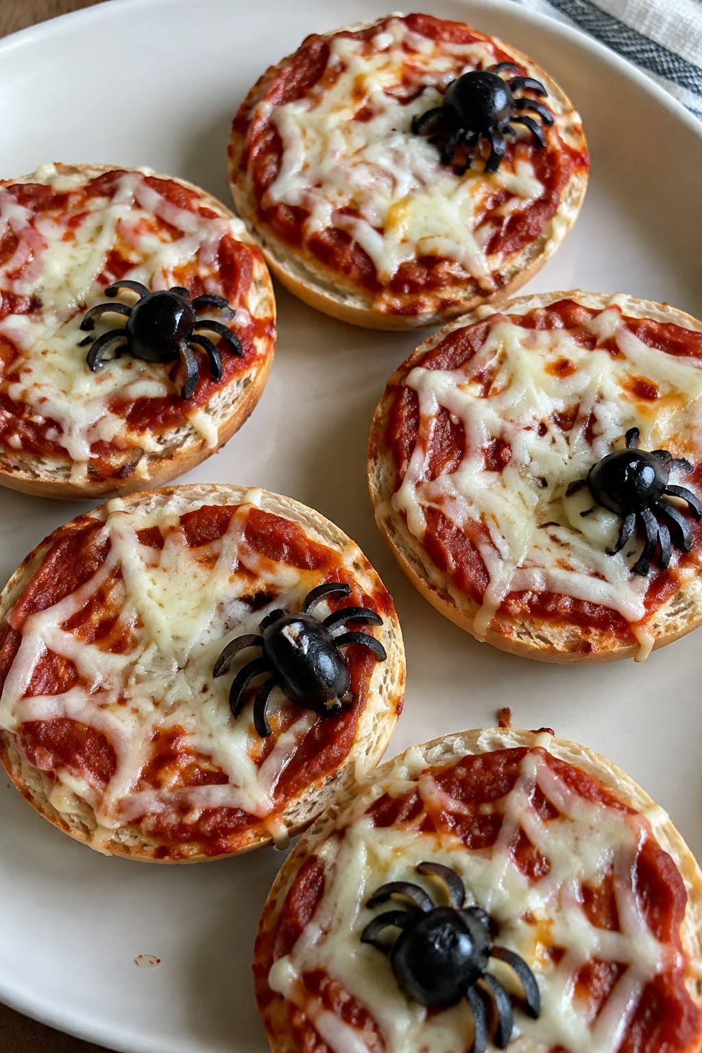 Spiderweb Mini Pizza Bagels