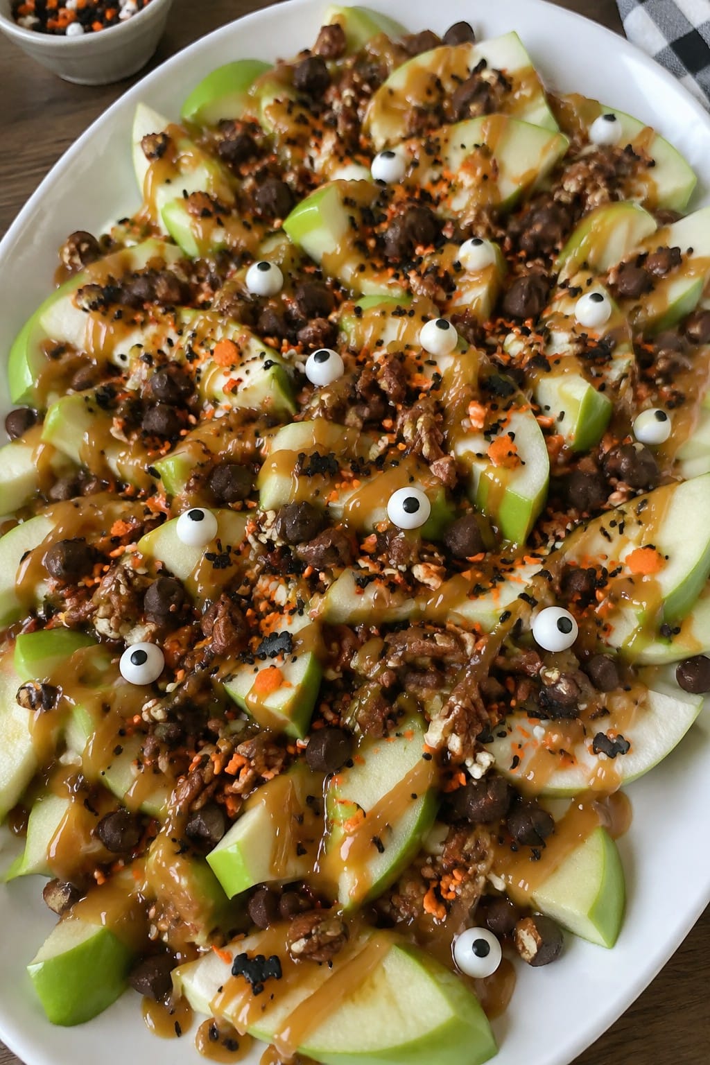 Creepy Caramel Apple Nachos