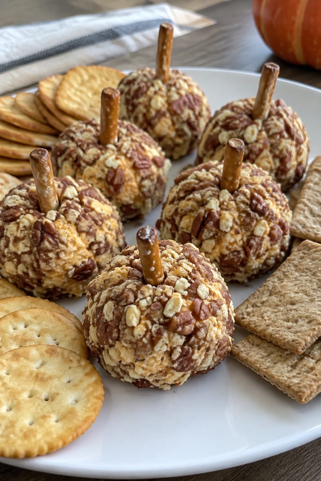 Pumpkin Patch Cheese Ball with Crackers