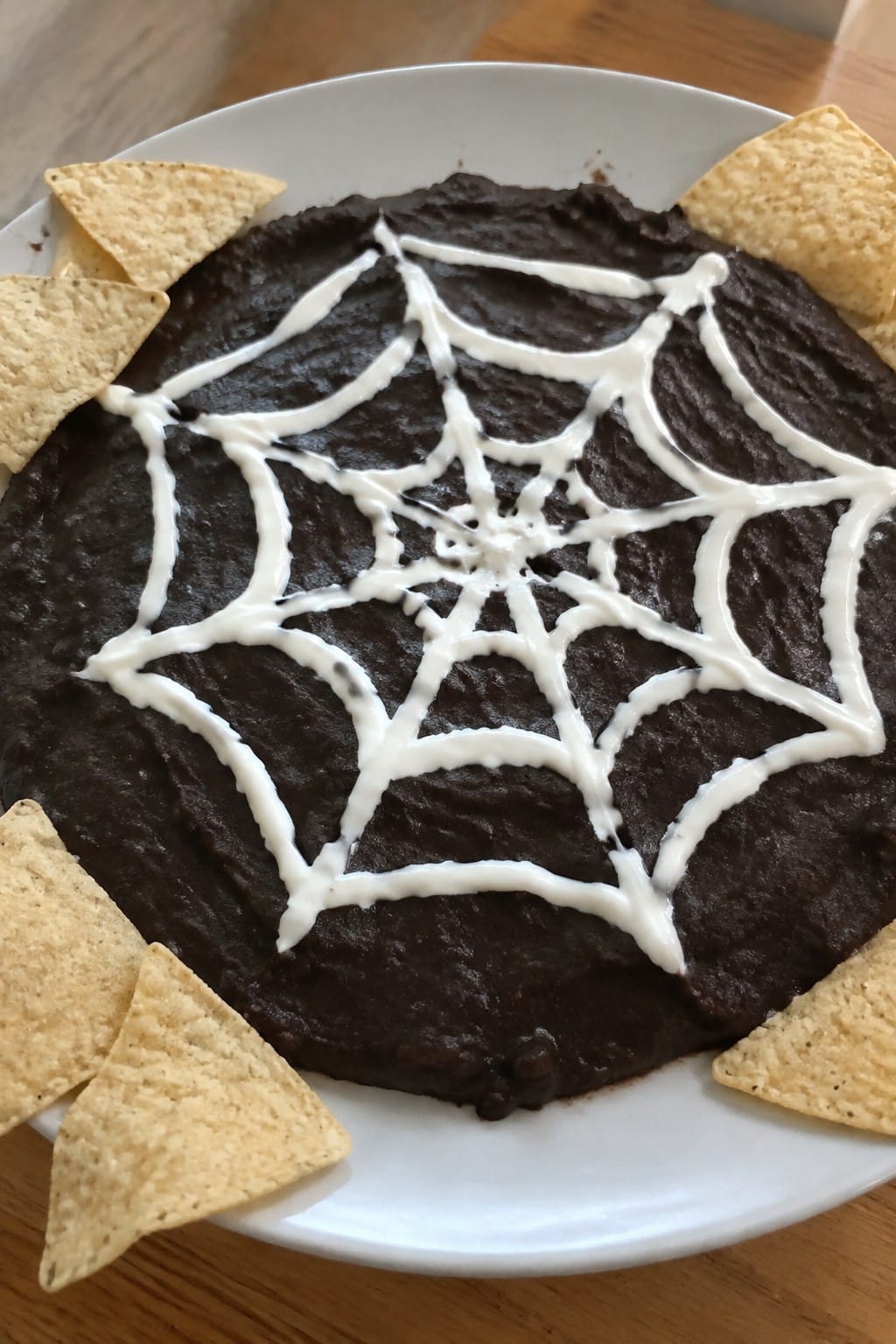 Spiderweb Black Bean Dip Platter