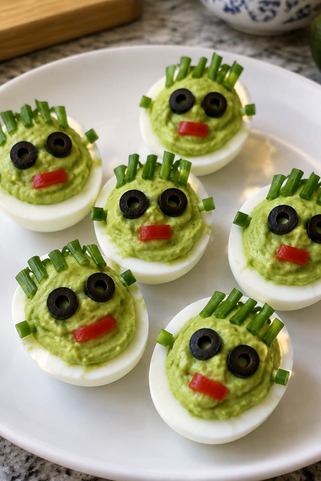 Frankenstein Avocado Deviled Eggs