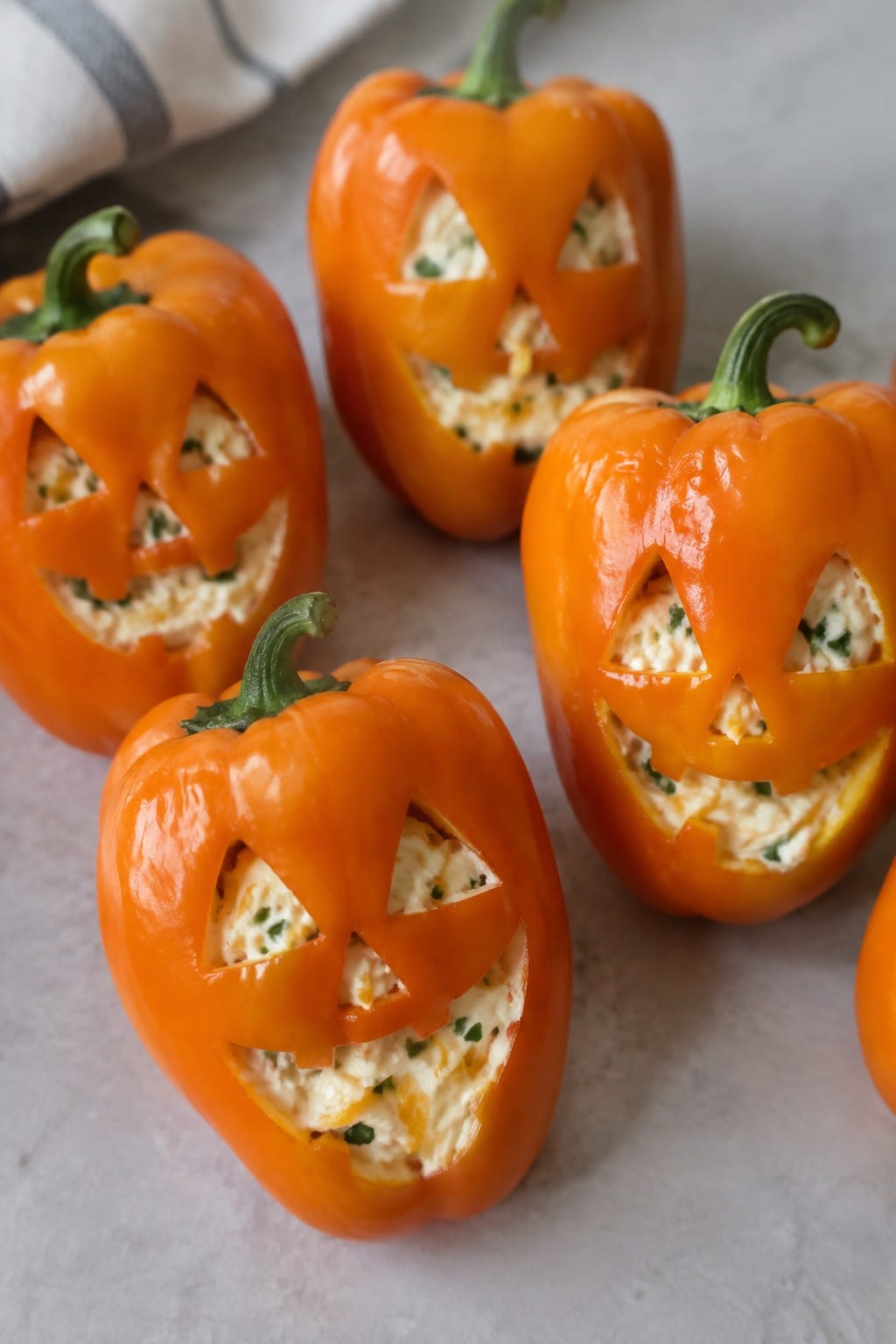 Jack-o'-Lantern Stuffed Mini Peppers