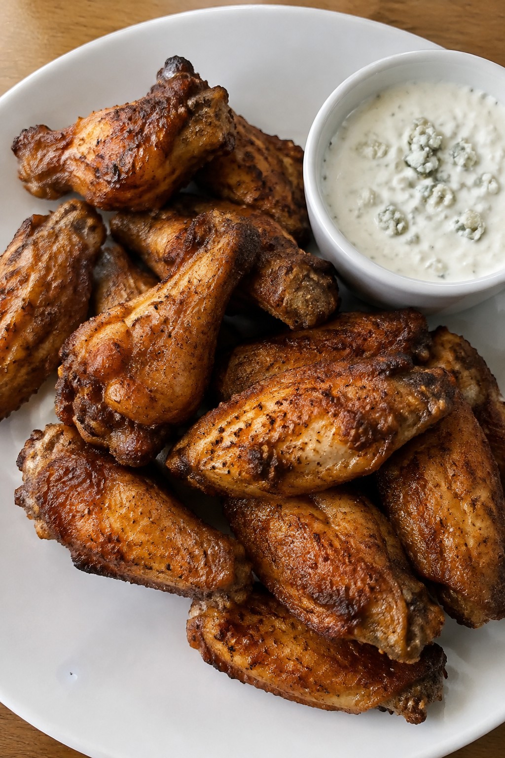 Bat Wing Crispy Chicken Wings with Blue Cheese Dip