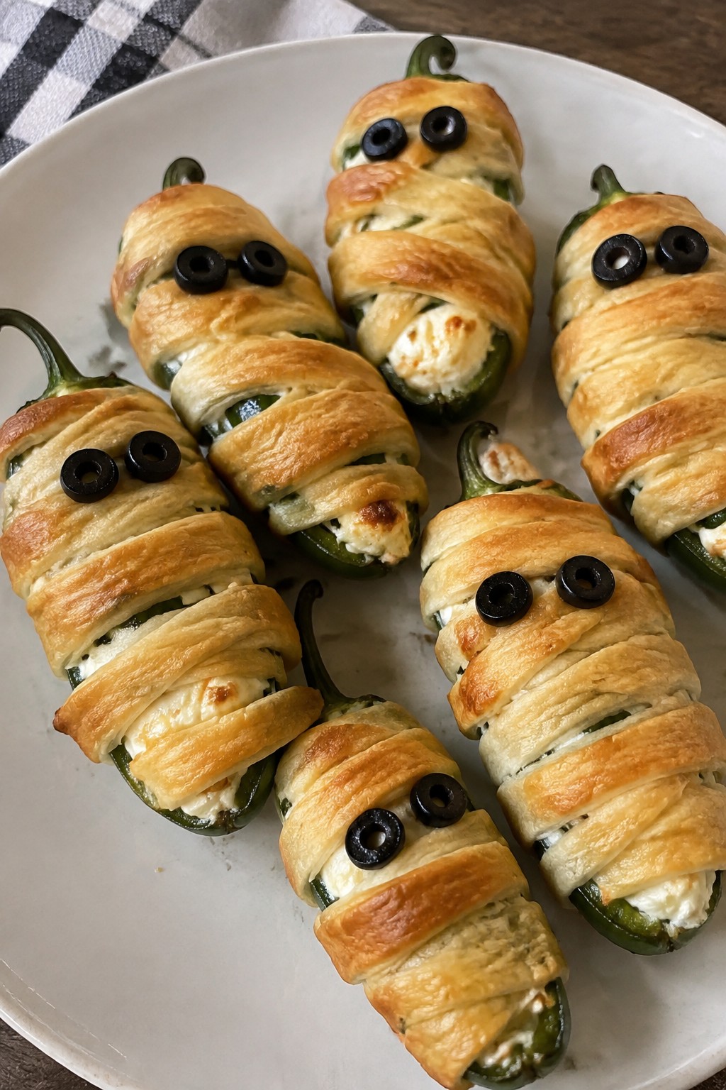 Mummy Jalapeño Poppers with Cream Cheese Filling