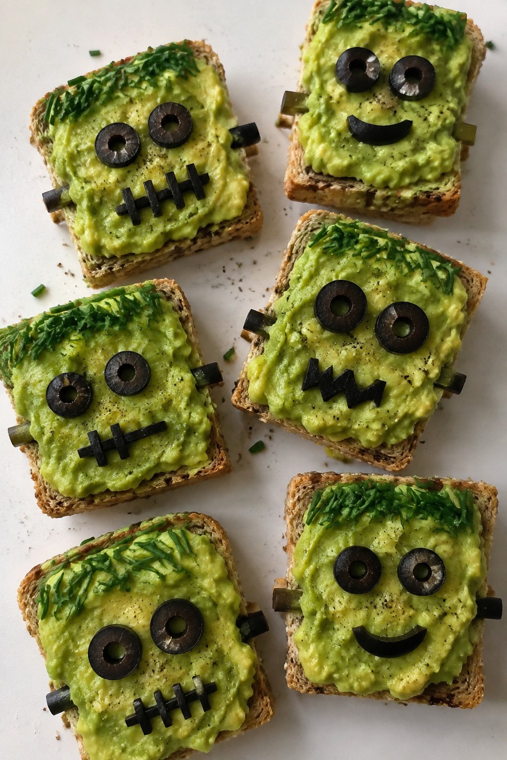 Frankenstein Avocado Toast Bites