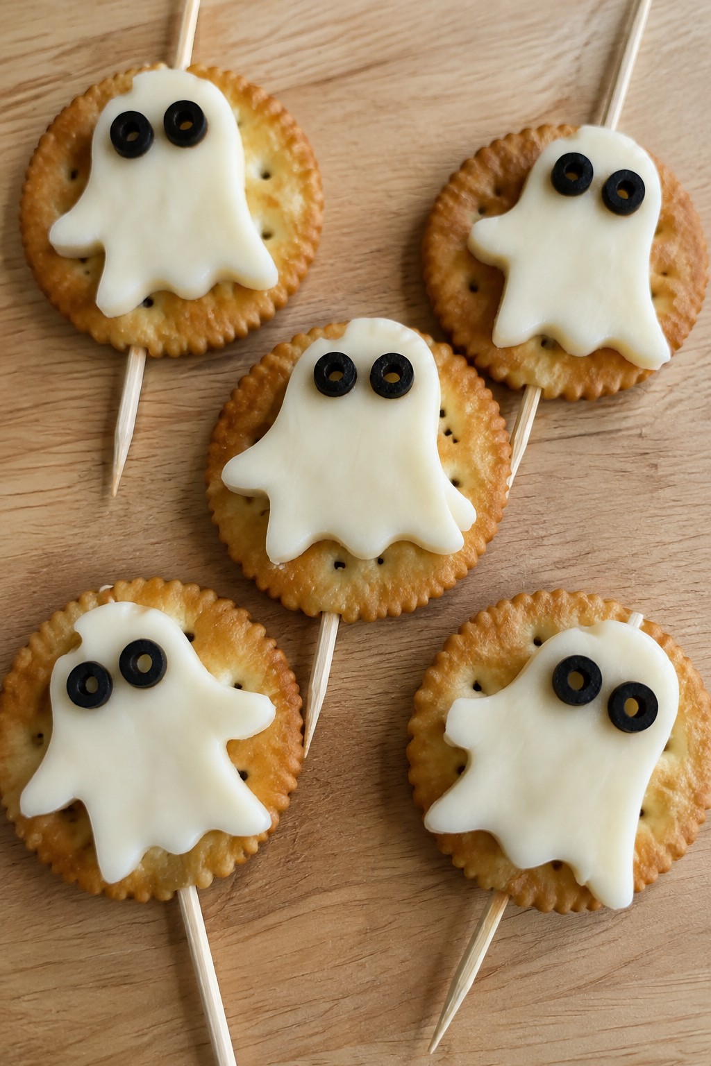 Ghostly Cheese and Cracker Skewers