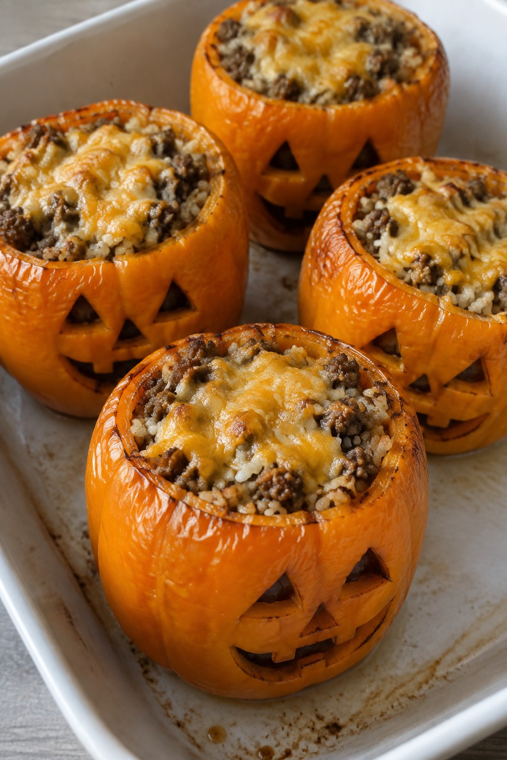 Jack-o'-Lantern Stuffed Bell Peppers