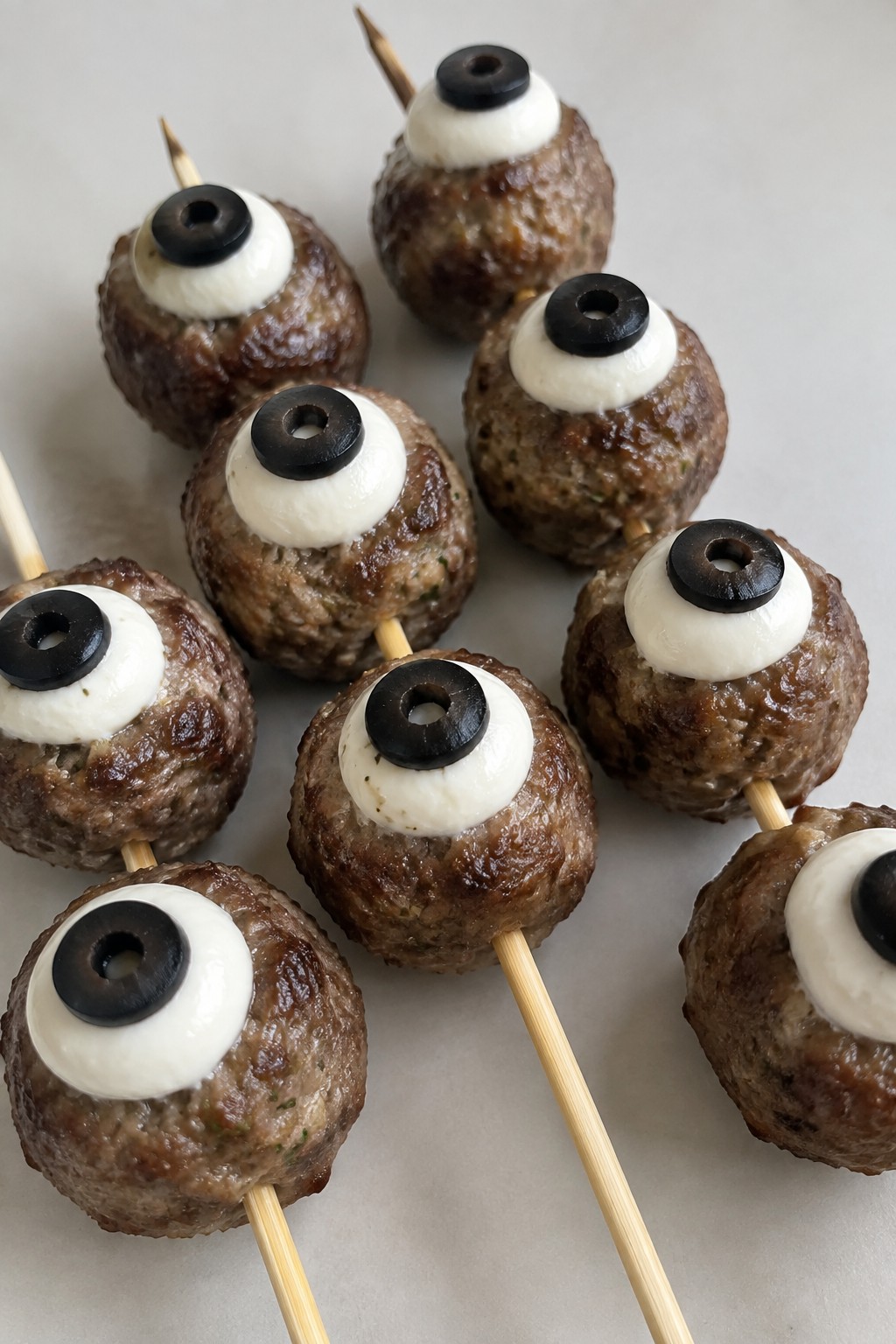Monster Eyeball Meatball Skewers