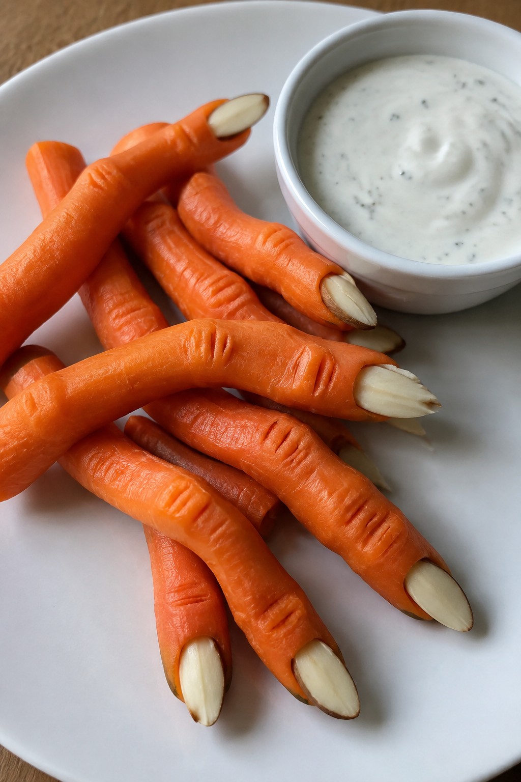 Witch Finger Carrot Sticks with Ranch Dip
