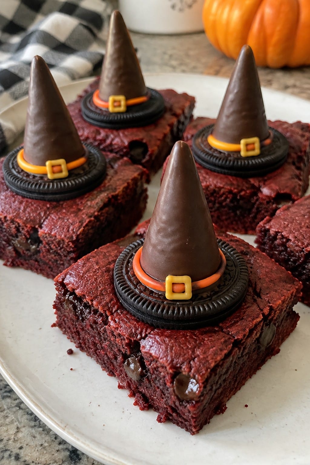 Red Velvet Witch's Hat Brownies