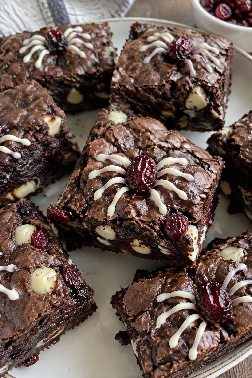 White Chocolate Cranberry Spider Brownies
