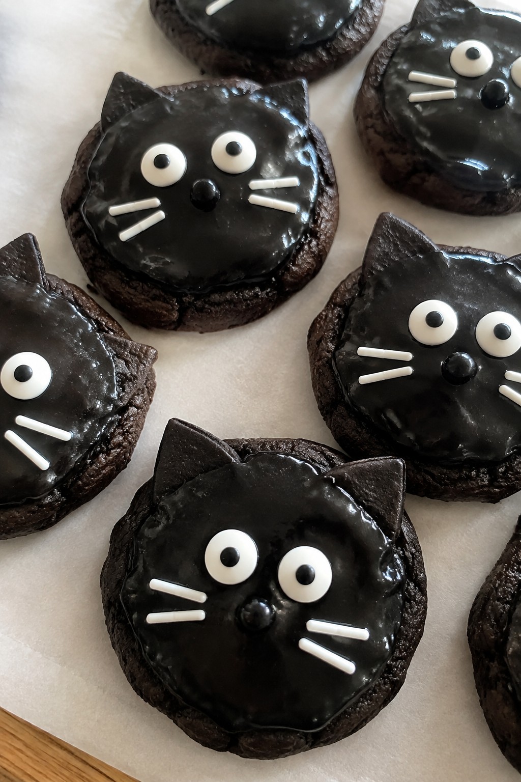Black Cat Chocolate Cookies with Whisker Sprinkles