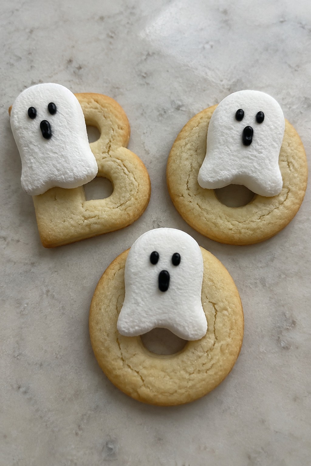 Boo Letter Sugar Cookies with Marshmallow Ghosts