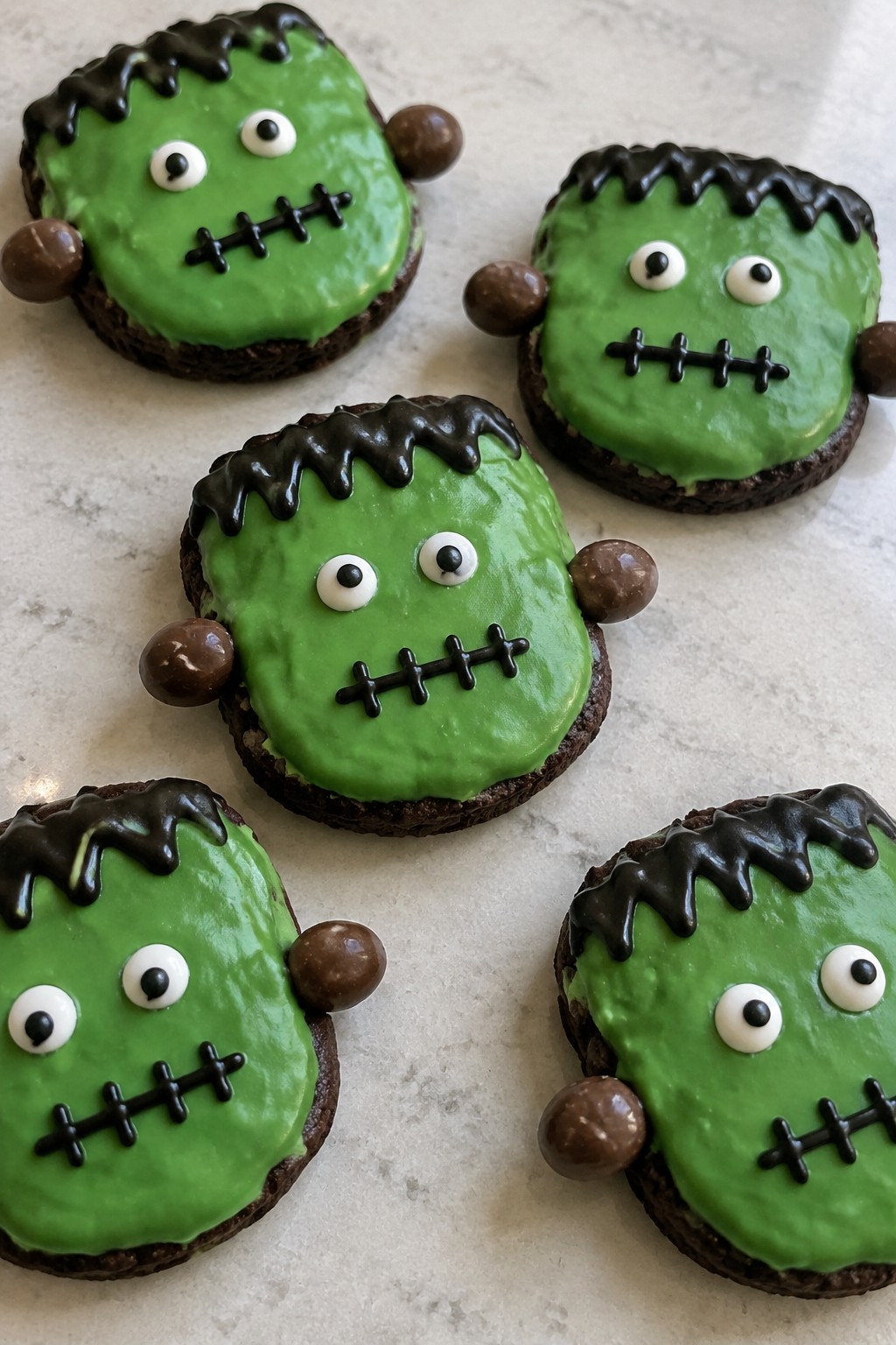 Frankenstein Brownie Cookies with Bolt Details