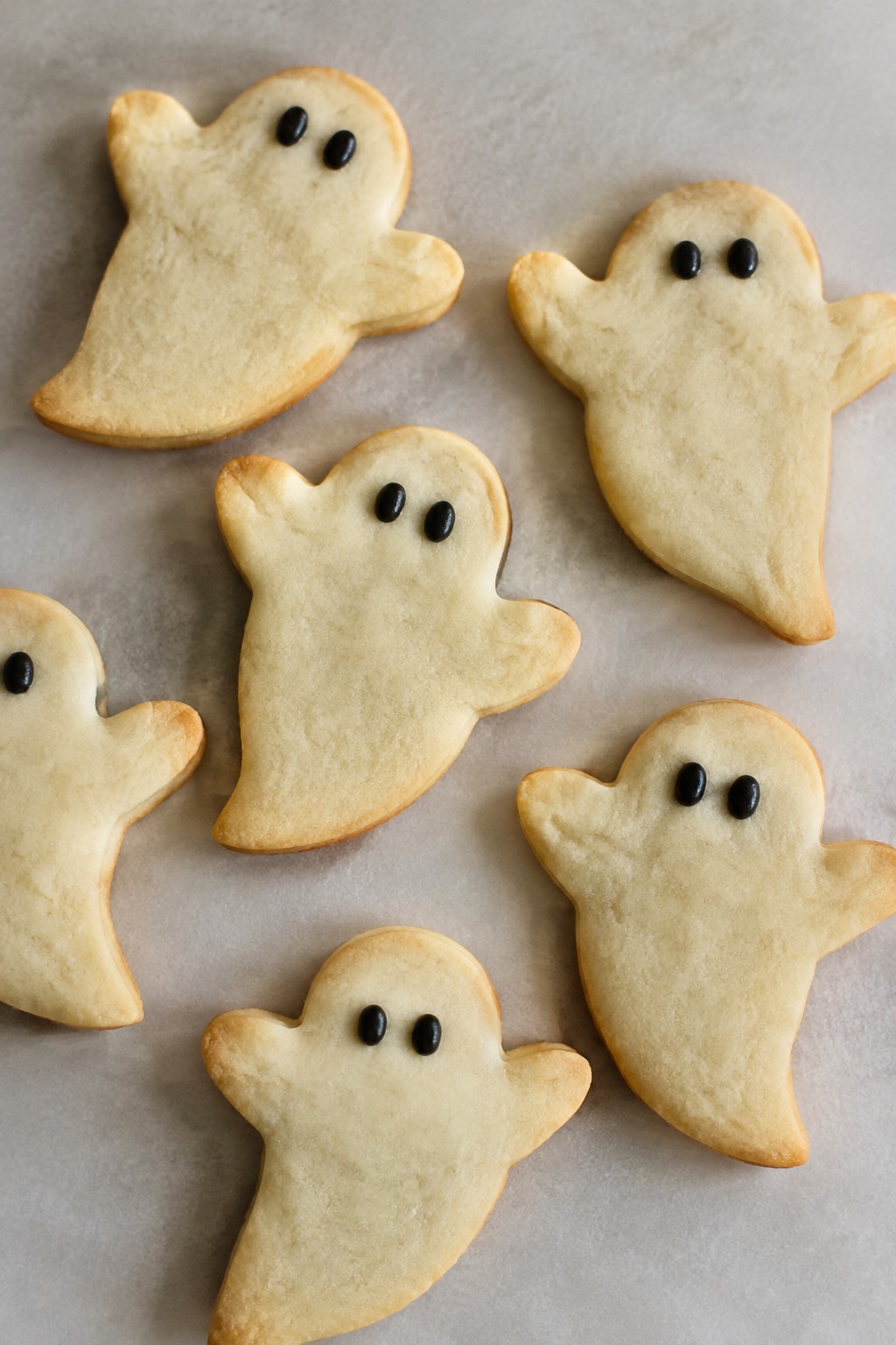 Ghostly Vanilla Sugar Cookies with Royal Icing Eyes