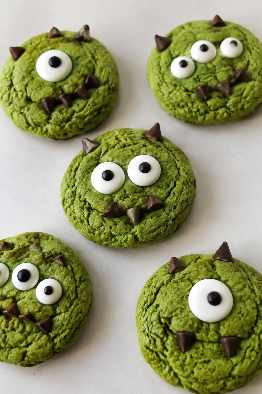 Green Monster Face Matcha Cookies