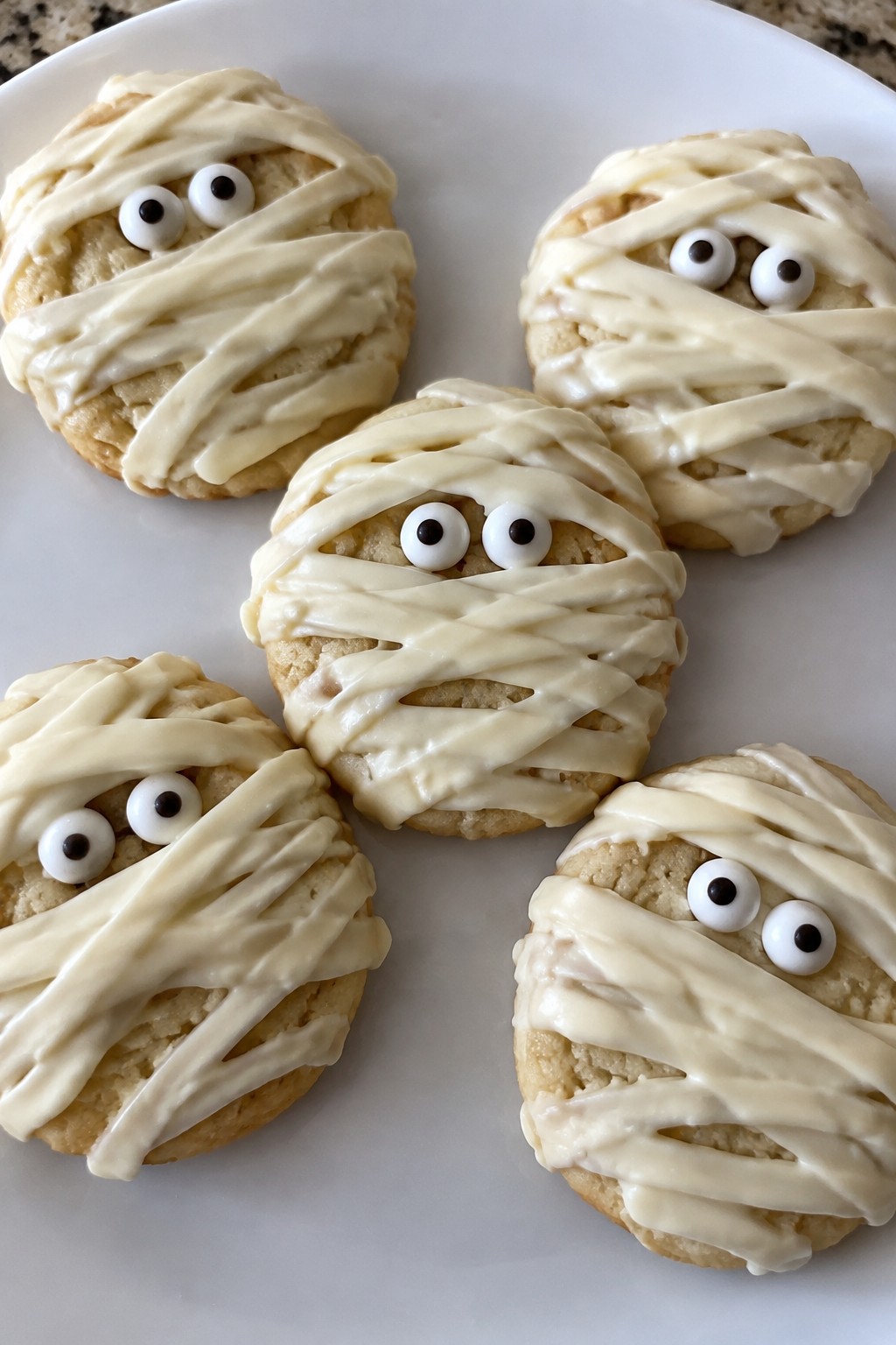 Mummy-Wrapped Vanilla Cookies with Candy Eyes