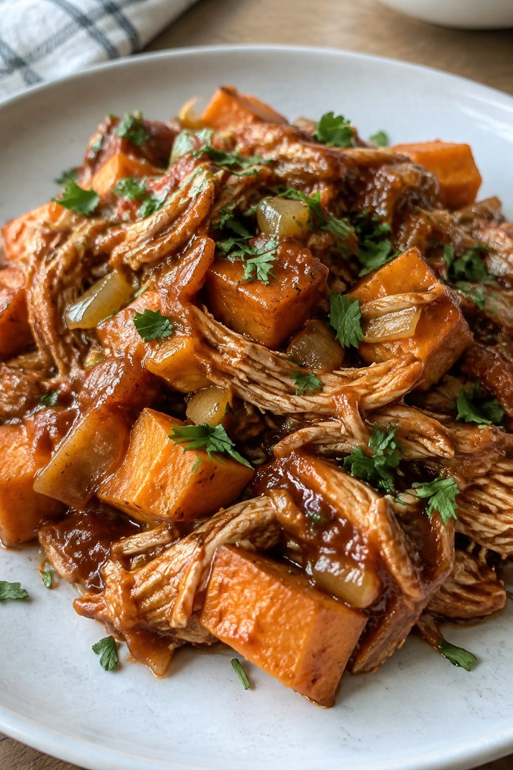 Bat Wing BBQ Pulled Chicken with Sweet Potatoes
