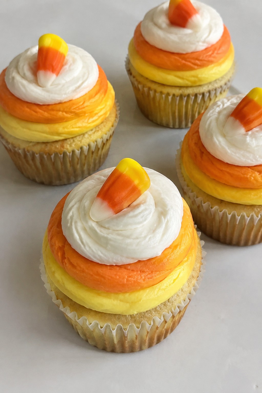 Candy Corn Layered Buttercream Cupcakes
