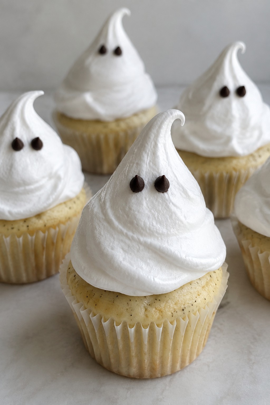 Ghost Meringue Vanilla Bean Cupcakes