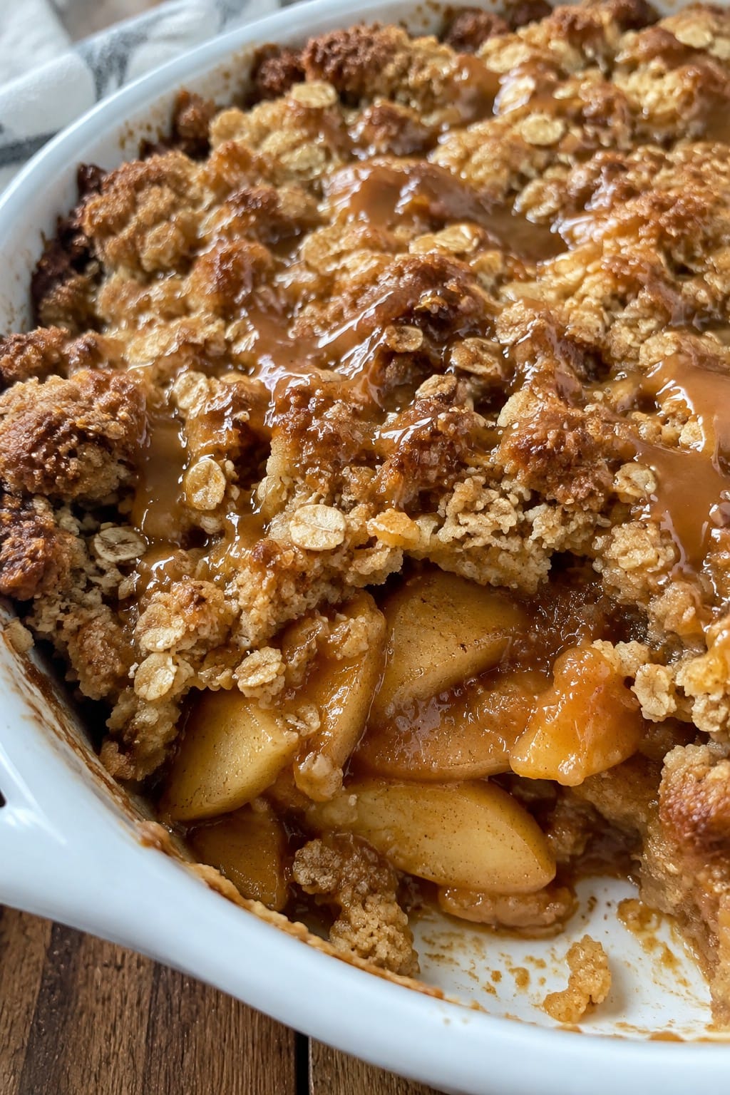 Chai-Spiced Apple Crumble with Brandy Caramel Sauce