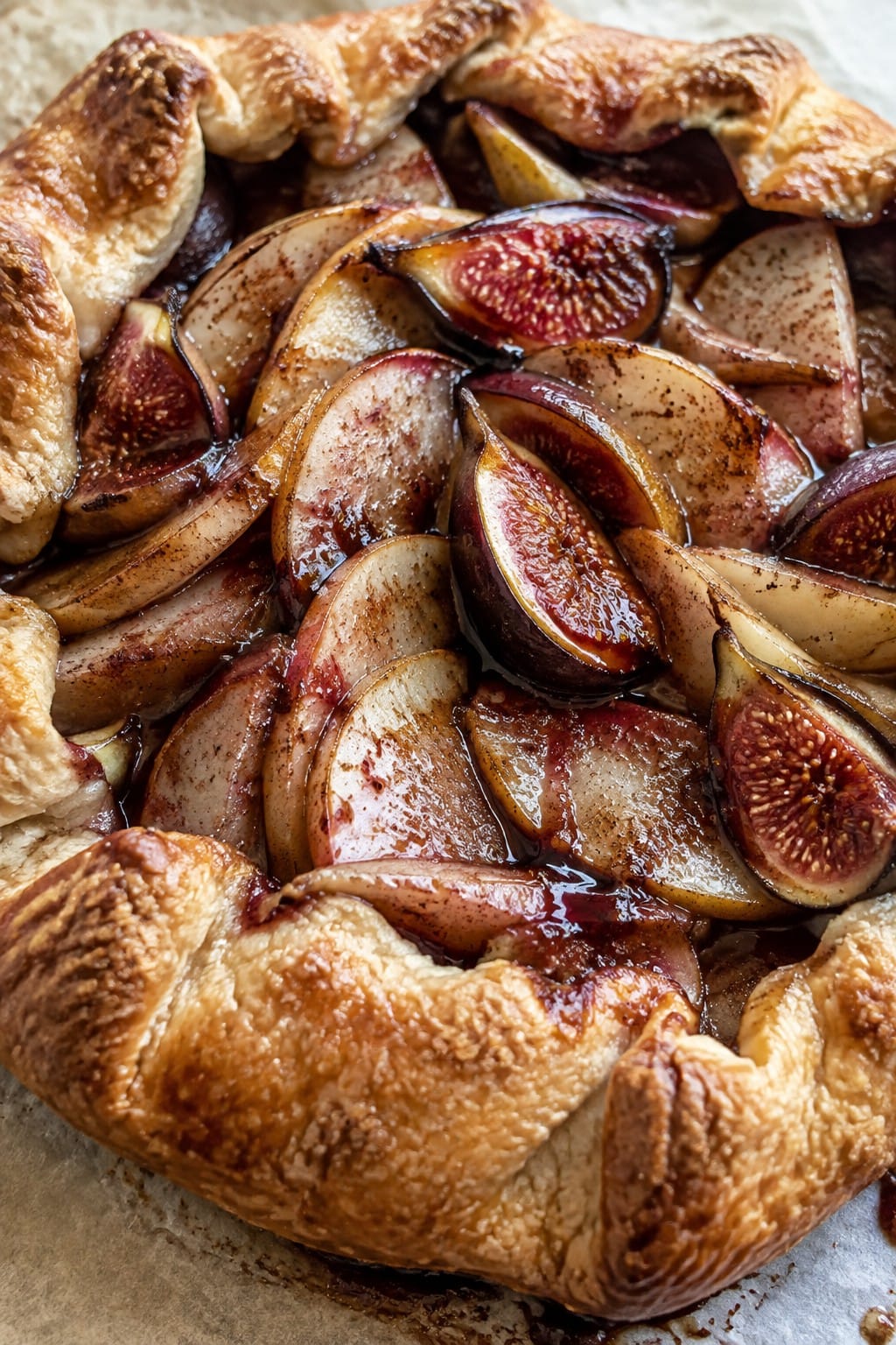 Spiced Pear and Fig Galette with Port Wine Reduction