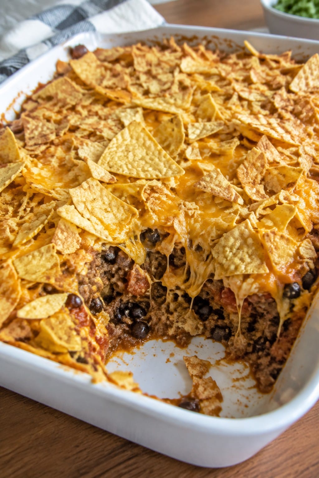 Graveyard Taco Casserole with Tortilla Chip Topping