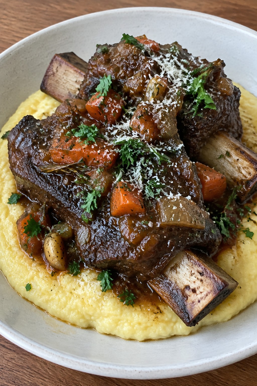 Skeleton Bone-In Short Ribs with Polenta