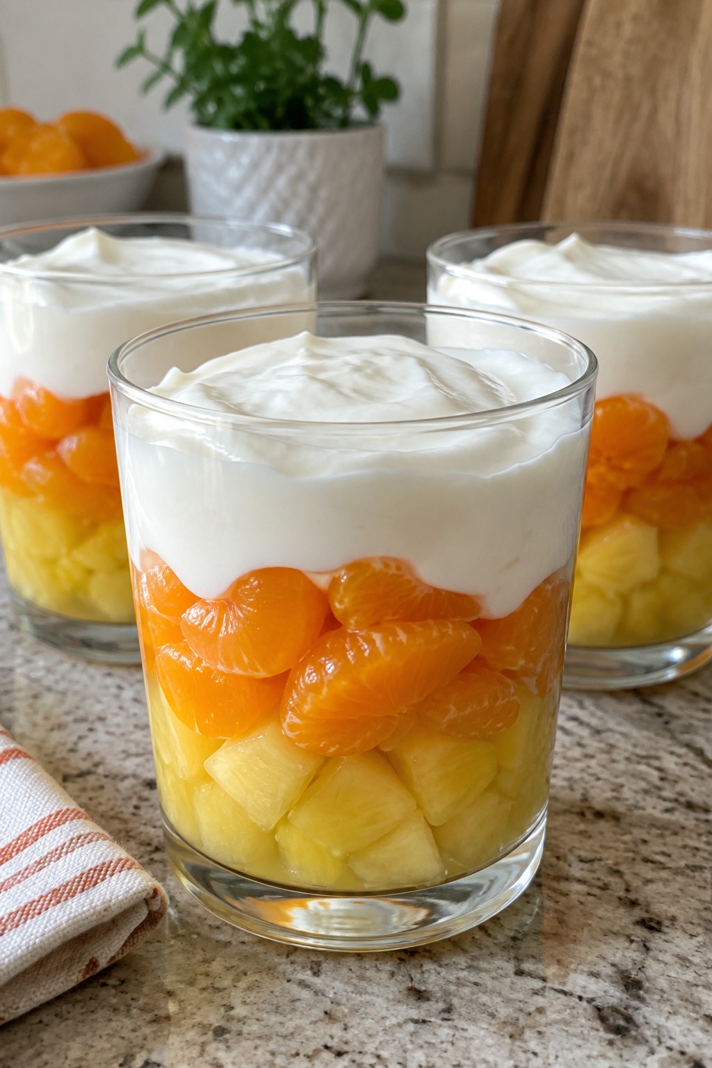 Candy Corn Layered Yogurt and Fruit Cups