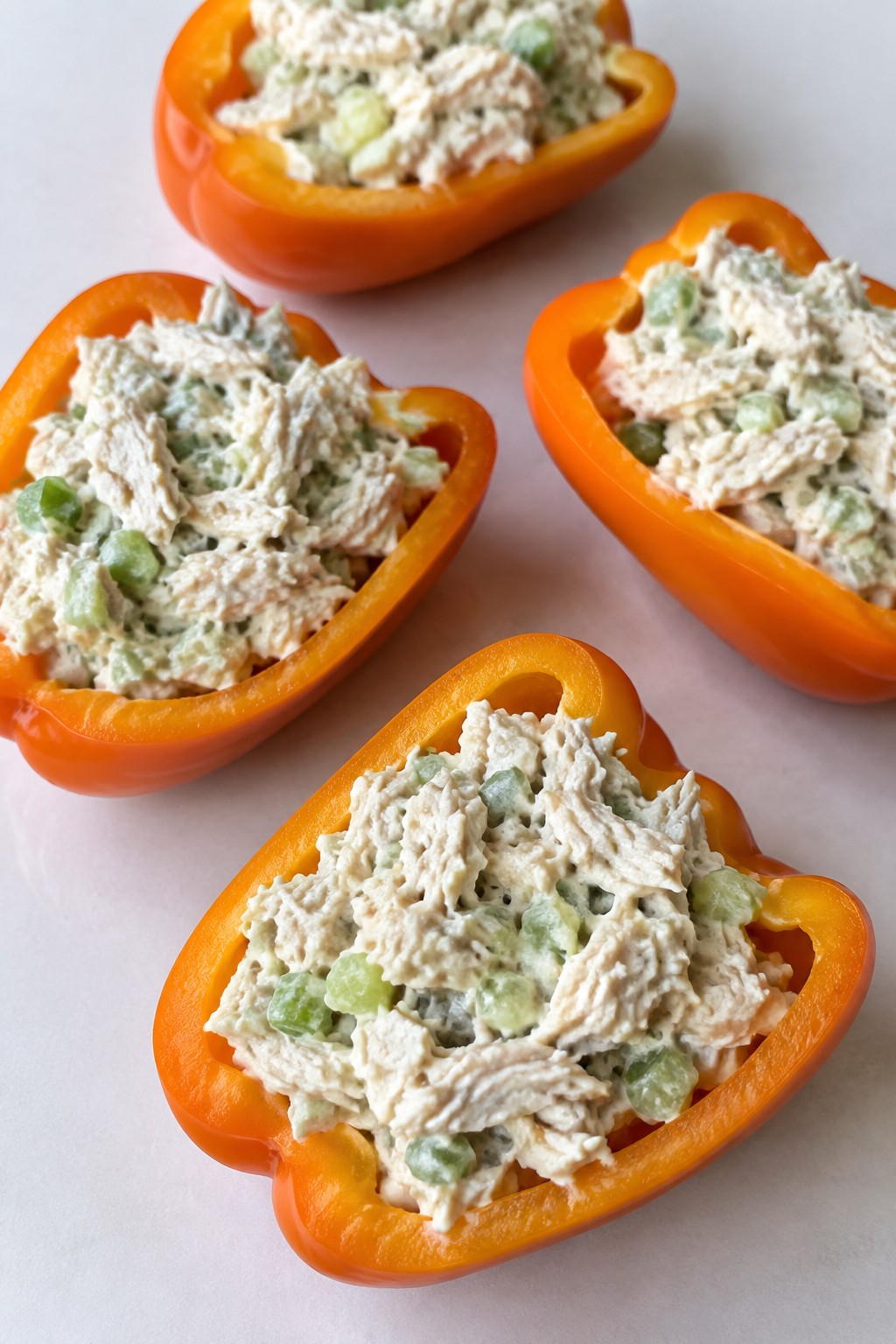 Orange Bell Pepper Boats with Chicken Salad
