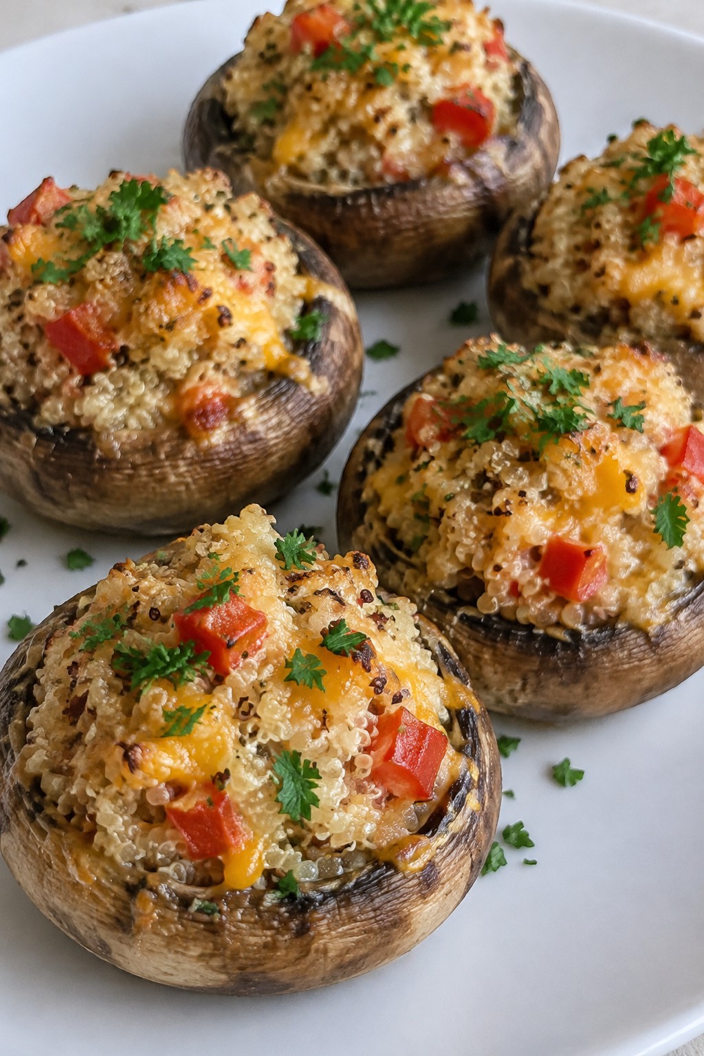 Spooky Stuffed Mushroom Caps with Quinoa