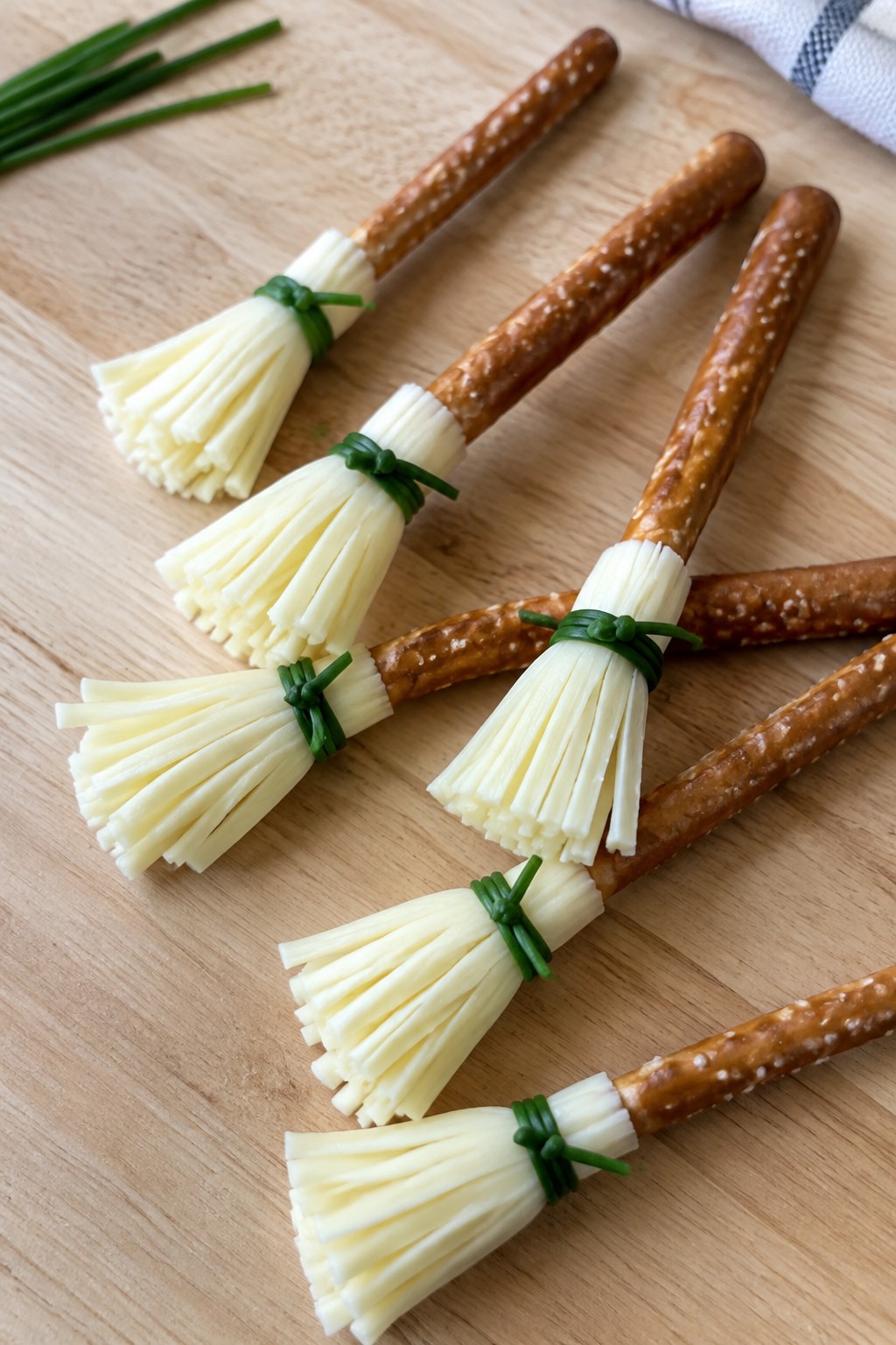 Witch's Broom Pretzel Sticks with String Cheese